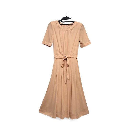 Vintage Mirage Peach Pleated Fit & Flare Midi Dress - Picture 13 of 14